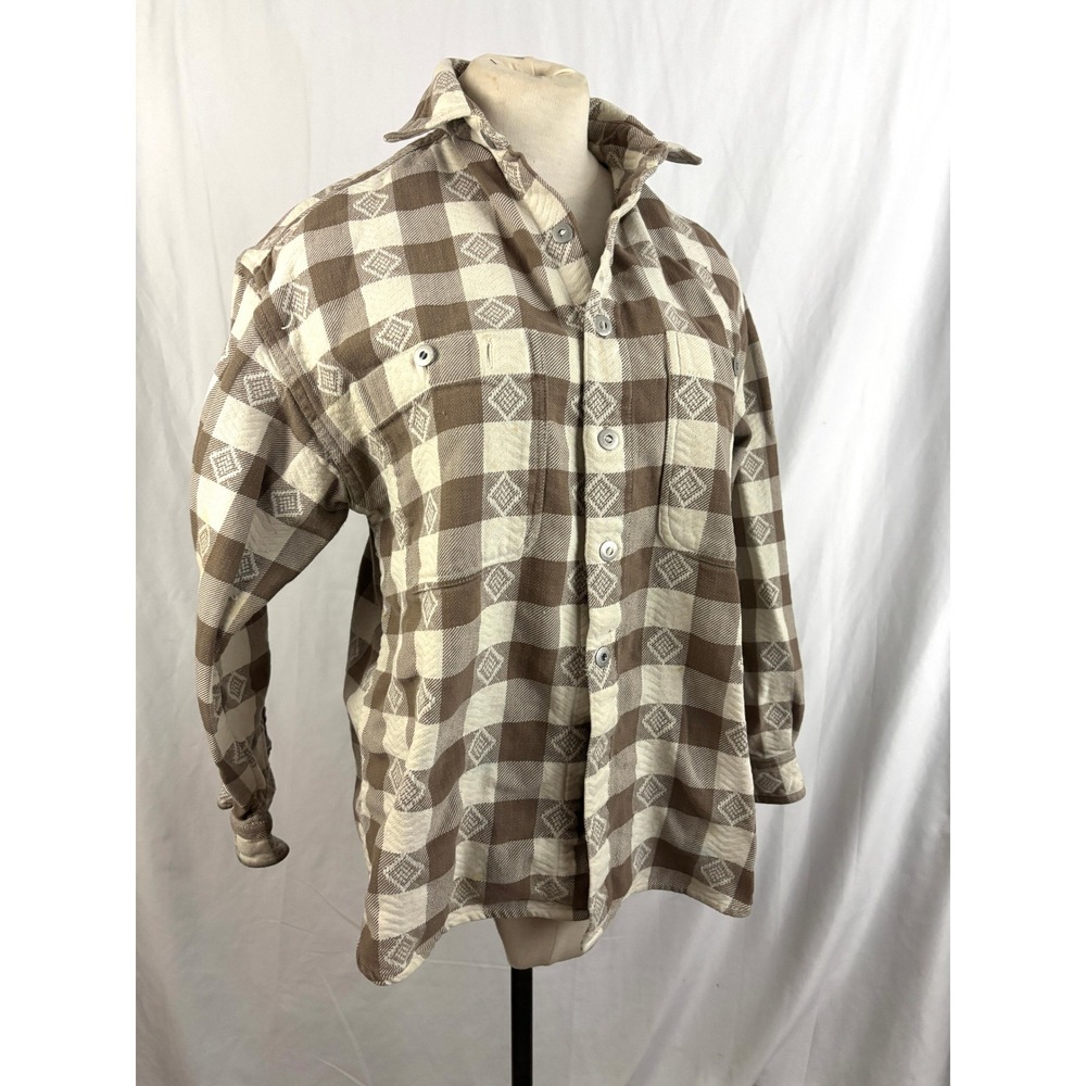 Point Zero Flannel Shirt Jacket Brown Plaid Workwear Shacket S